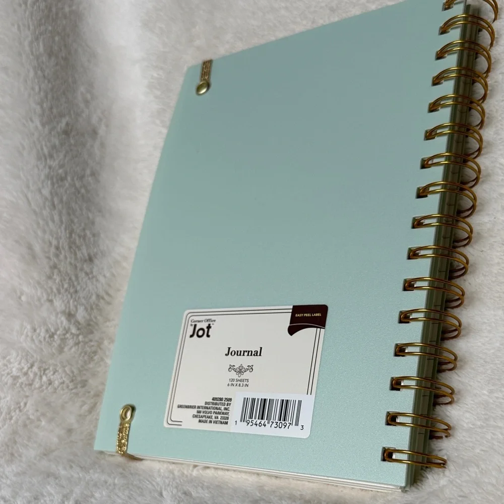 Notes Green & Gold Spiral Journal Doodle Sketch Notebook NWT lines dots blank